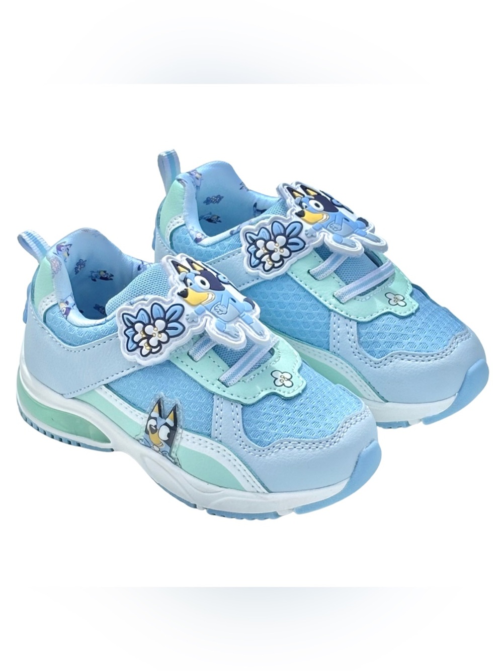 Kids Light Blue Character Sneakers with Hook-and-Loop Strap